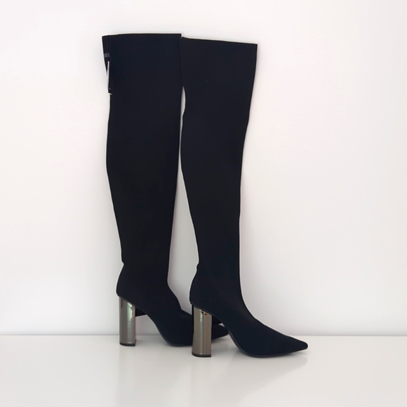 Zara Over-the-knee, tall, elastic high heel boots US EU 38